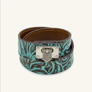 Patricia Nash Rose Turquoise Leather Cuff ✨